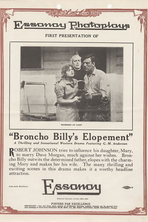 Постер до фільму «Broncho Billy's Elopement»