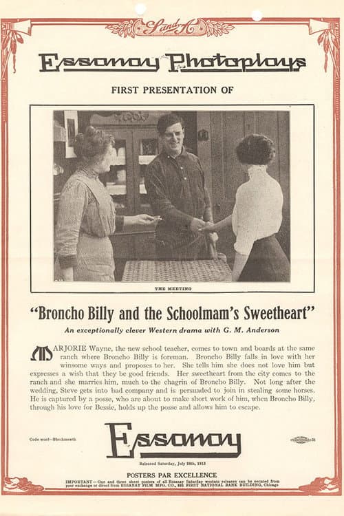 Poster for Broncho Billy and the Schoolmam's Sweetheart