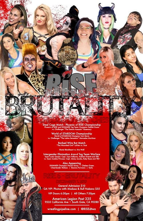 Poster for RISE Wrestling. RISE 6 Brutality