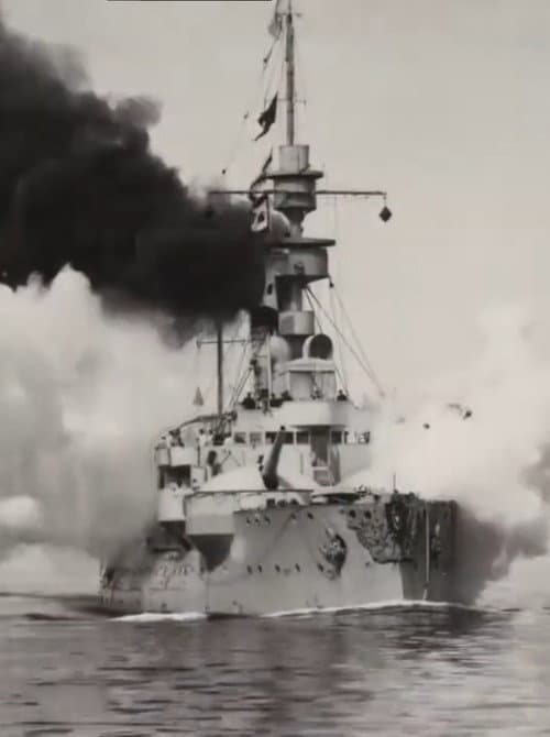 Poster for Battleship 'Odin' with All Her Guns in Action