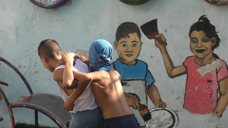 Backdrop from One Street in Silwan