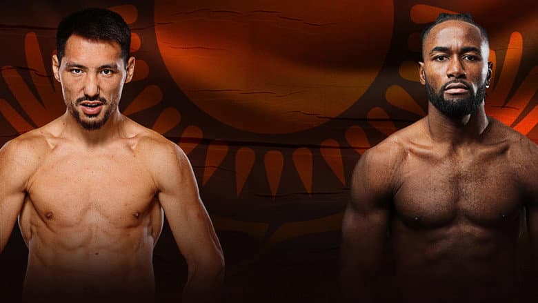 Backdrop from Janibek Alimkhanuly vs. Anauel Ngamissengue