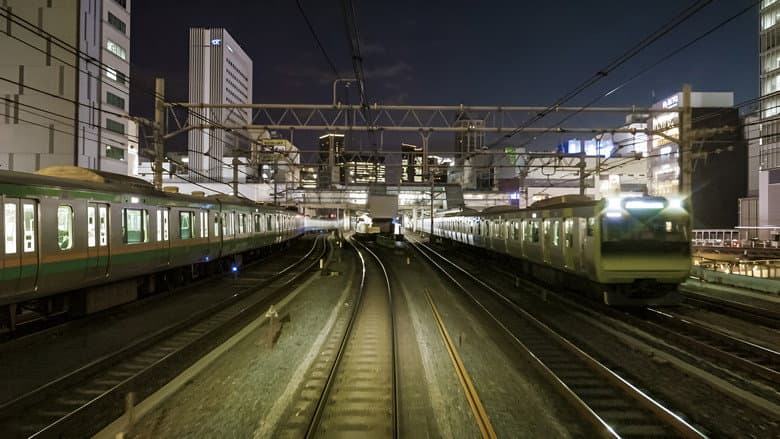 Backdrop from Train Night View: Keihin-Tohoku Line at Night