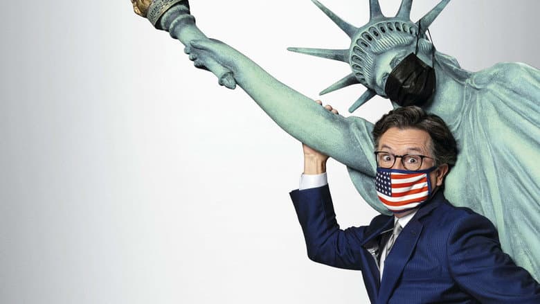 Backdrop from Stephen Colbert's Election Night 2020: Democracy's Last Stand: Building Back America Great Again Better 2020