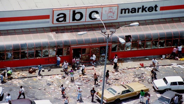 Backdrop from L.A. Burning: The Riots 25 Years Later