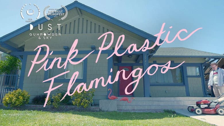 Backdrop from Pink Plastic Flamingos