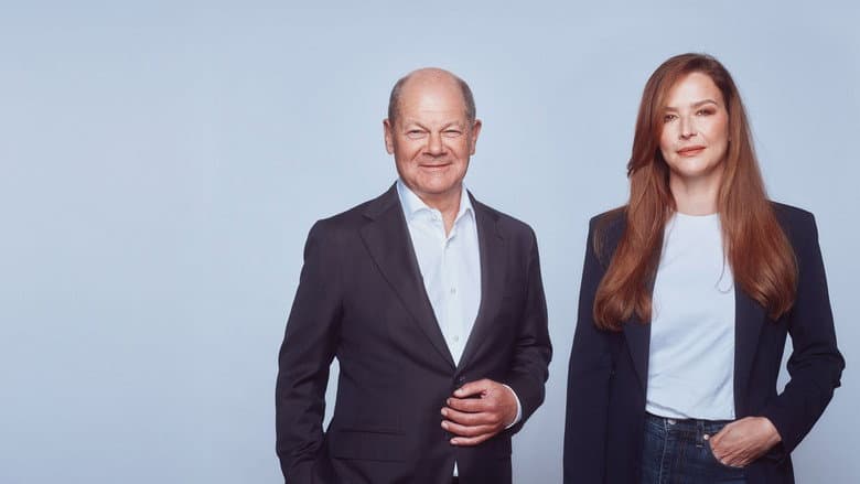 Backdrop from Olaf Scholz. Countdown im Kanzleramt